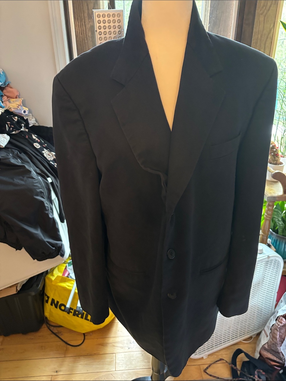 Men's Black Single-Breasted Blazer with Notch Lapel